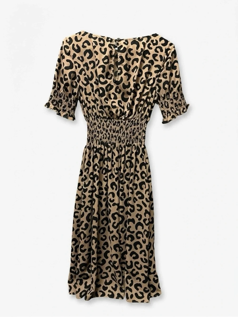 Kate Spade Blaire Spotted Leopard Puff-Sleeve Midi Dress Animal Print Size XS